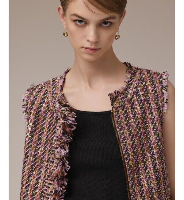 Diagram「コンパクトツイードベスト」|ベスト・ジレ|ピンク