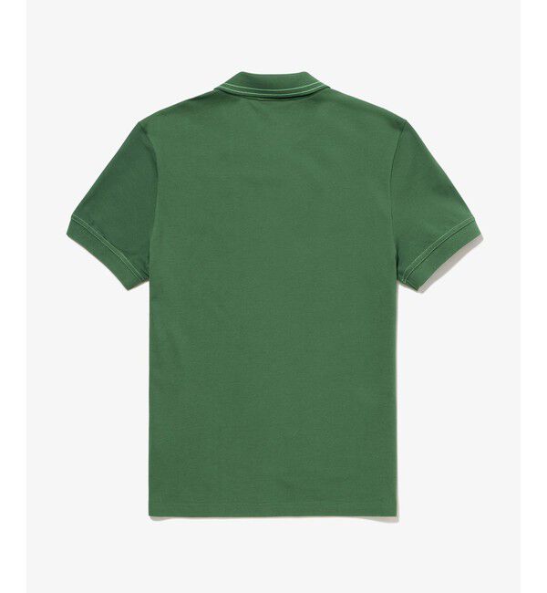 LACOSTE「ストライプリブニットカラーストレッチ鹿の子 半袖ポロシャツ」|ポロシャツ|