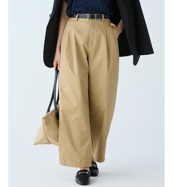 LACOSTE「ダブルタックワイドスラックス」|チノ|ベージュ