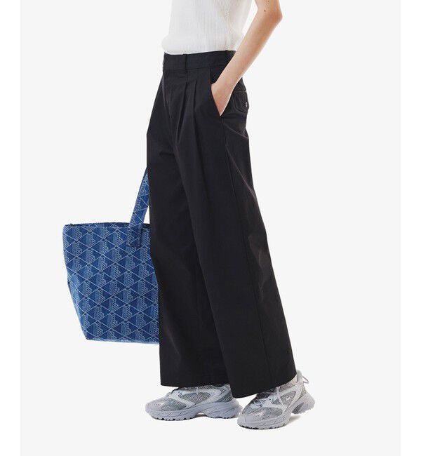 LACOSTE「ダブルタックワイドスラックス」|チノ|ブラック