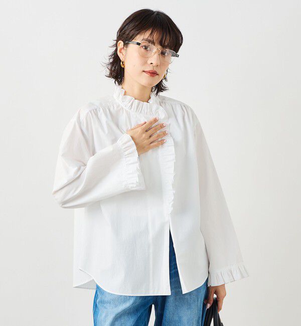 NOLLEY'S sophi「ウォッシャブルORGANICコットンフリルシャツブラウス」|シャツ・ブラウス|