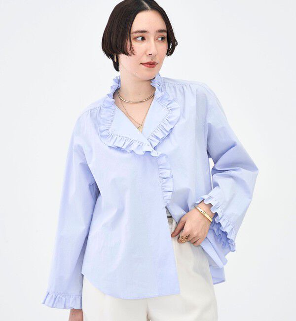 NOLLEY'S sophi「ウォッシャブルORGANICコットンフリルシャツブラウス」|シャツ・ブラウス|