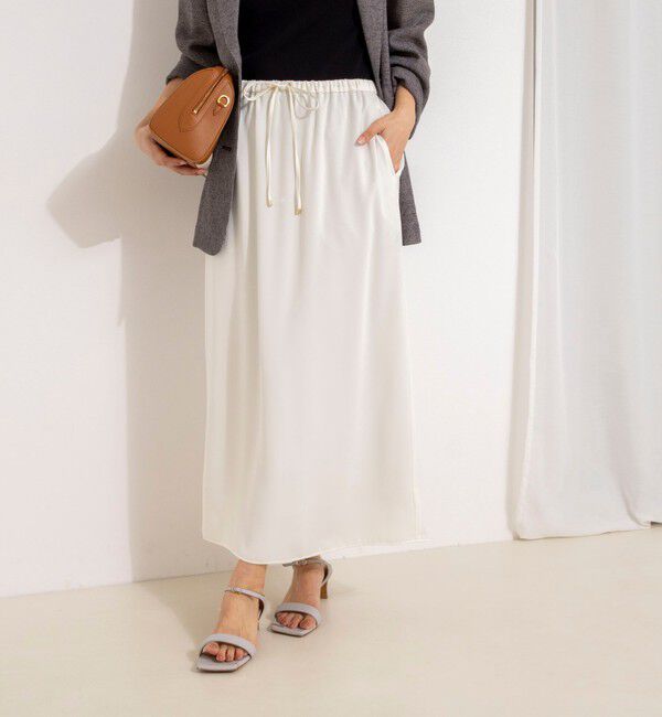NOLLEY'S「ウォッシャブルハイスペックサテンロングスカート」|フレア|