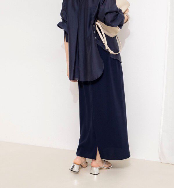 NOLLEY'S「ウォッシャブルハイスペックサテンロングスカート」|フレア|