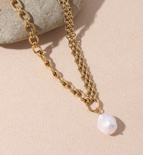 NOLLEY'S「【MERAKI/ メラキ】Style Mix White Pearl淡水パール&times;チェーンネックレス」|ネックレス|ゴールド