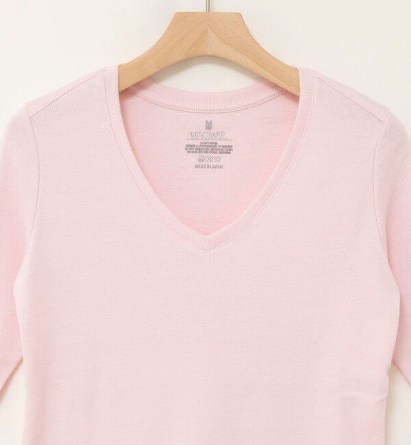 MAQWEL「【MAQWEL/マクウェル】ウォッシャブルCOTTON RIB 7分袖VネックTシャツ」|Tシャツ・カットソー|