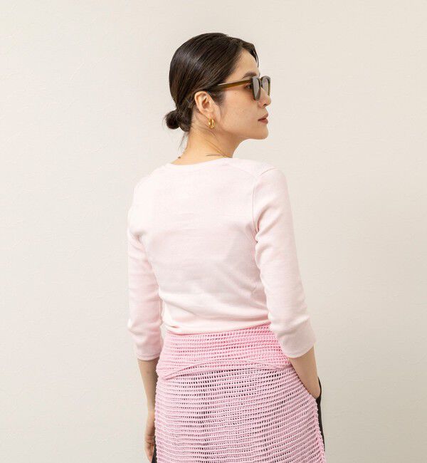 MAQWEL「【MAQWEL/マクウェル】ウォッシャブルCOTTON RIB 7分袖VネックTシャツ」|Tシャツ・カットソー|