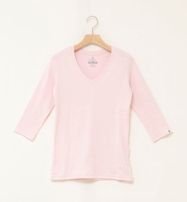 MAQWEL「【MAQWEL/マクウェル】ウォッシャブルCOTTON RIB 7分袖VネックTシャツ」|Tシャツ・カットソー|