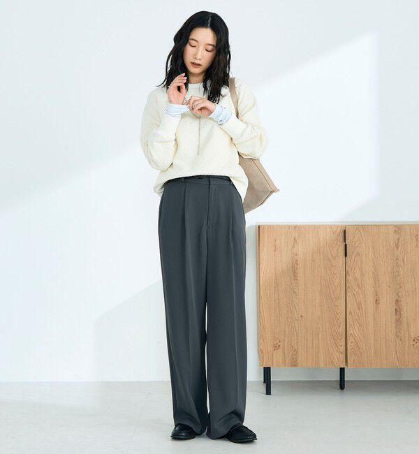 fredy emue「【オン・オフ対応/高身長サイズあり】とろみツイルタックスラックス」|スラックス|