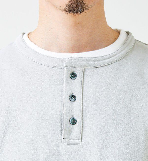 GLOSTER「【1枚で完成する】杢ダンボール ヘンリーネックフェイクレイヤー ロンT」|Tシャツ・カットソー|