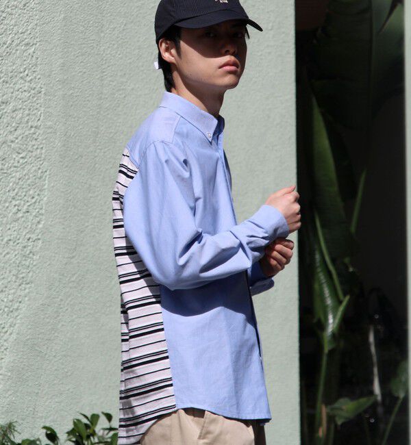 GLOSTER「【フレブル刺繍】ボタンダウン コンビシャツ」|シャツ・ブラウス|サックス