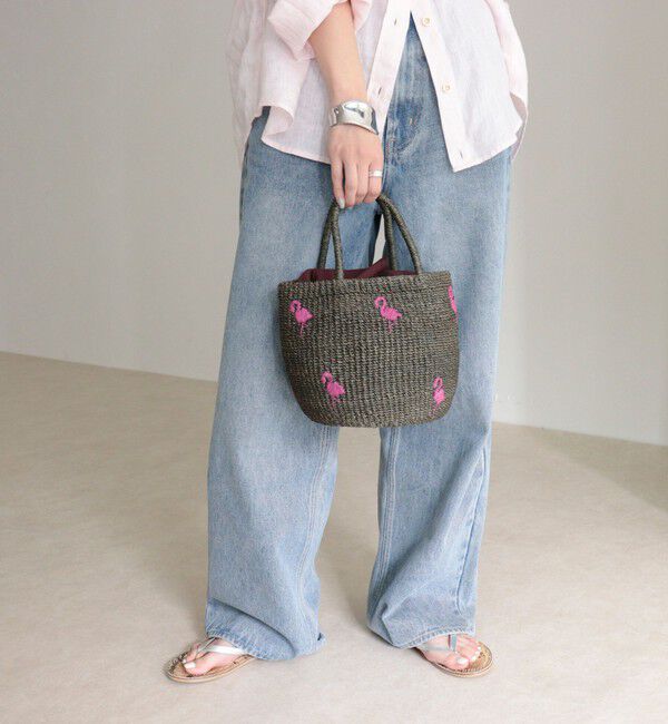 fredy emue「【BAGMATI/バグマティ】モチーフ刺繍ラウンドアバカバッグ」|かごバッグ|