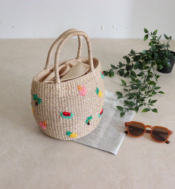 fredy emue「【BAGMATI/バグマティ】モチーフ刺繍ラウンドアバカバッグ」|かごバッグ|