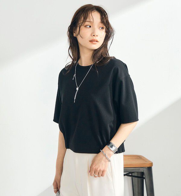 fredy emue「カットジョーゼット5分袖プルオーバー」|Tシャツ・カットソー|