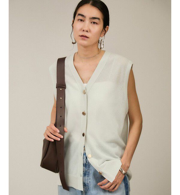 SALON adam et rope'「【WEB限定】ドライタッチメタルボタンニットジレ / ベスト［洗える］」|ベスト・ジレ|ライトグレー(08)