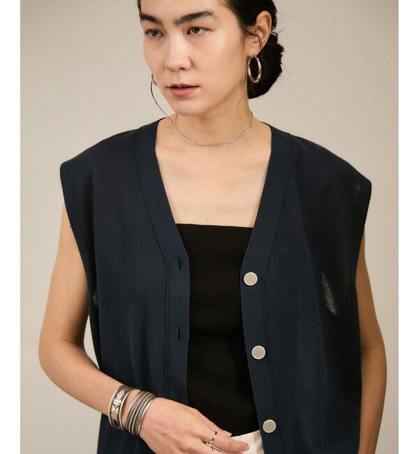 SALON adam et rope'「【WEB限定】ドライタッチメタルボタンニットジレ / ベスト［洗える］」|ベスト・ジレ|