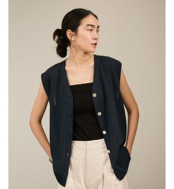 SALON adam et rope'「【WEB限定】ドライタッチメタルボタンニットジレ / ベスト［洗える］」|ベスト・ジレ|
