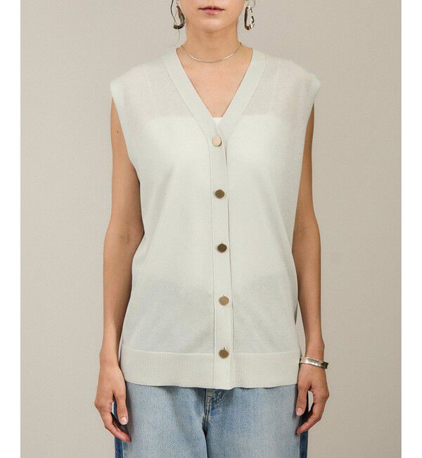 SALON adam et rope'「【WEB限定】ドライタッチメタルボタンニットジレ / ベスト［洗える］」|ベスト・ジレ|