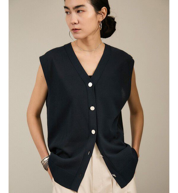 SALON adam et rope'「【WEB限定】ドライタッチメタルボタンニットジレ / ベスト［洗える］」|ベスト・ジレ|ネイビー(40)
