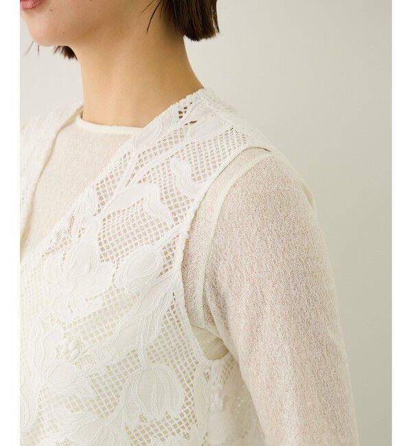 ROPE「エンブロイダリーフラワーレースジレ」|シャツ・ブラウス|