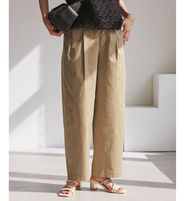 VIS「バレルシルエットコットンパンツ」|チノ|ベージュ(27)