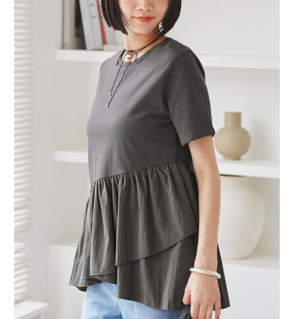 VIS「ペプラムドッキングプルオーバー」|Tシャツ・カットソー|チャコール(06)