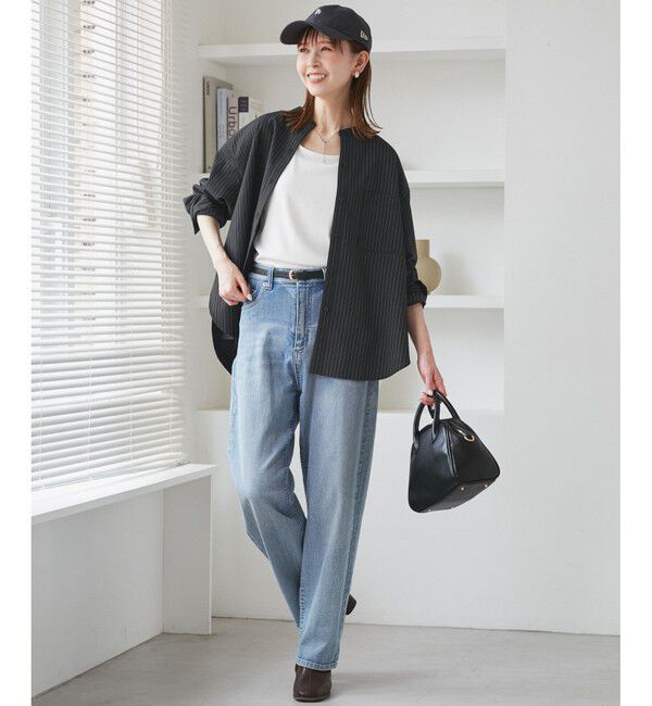 Rope&rsquo;Picnic「バンドカラーラウンドヘムストライプシャツ/セットアップ対応」|シャツ・ブラウス|