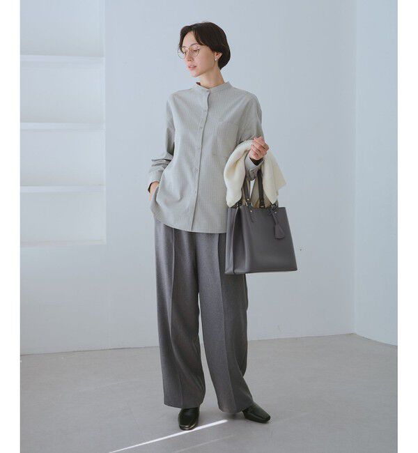 Rope&rsquo;Picnic「バンドカラーラウンドヘムストライプシャツ/セットアップ対応」|シャツ・ブラウス|