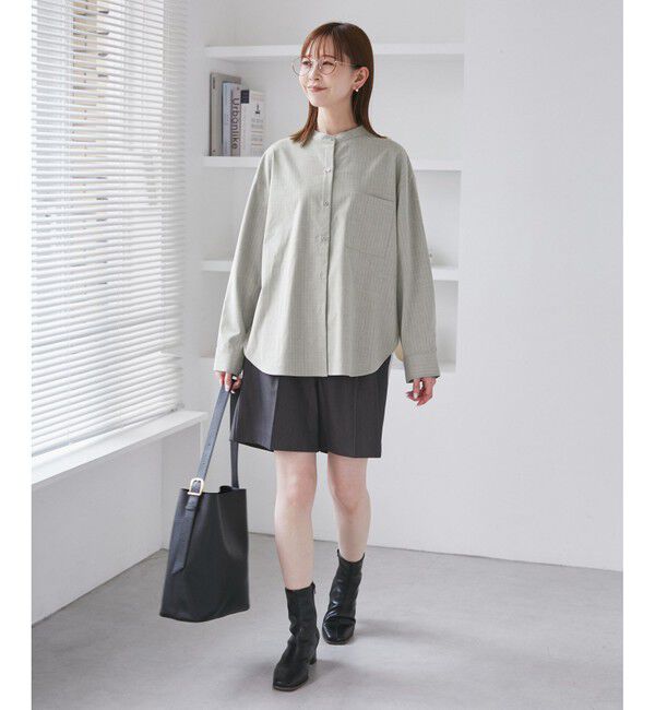 Rope&rsquo;Picnic「バンドカラーラウンドヘムストライプシャツ/セットアップ対応」|シャツ・ブラウス|