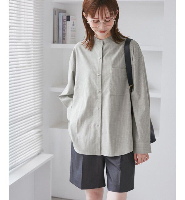 Rope&rsquo;Picnic「バンドカラーラウンドヘムストライプシャツ/セットアップ対応」|シャツ・ブラウス|