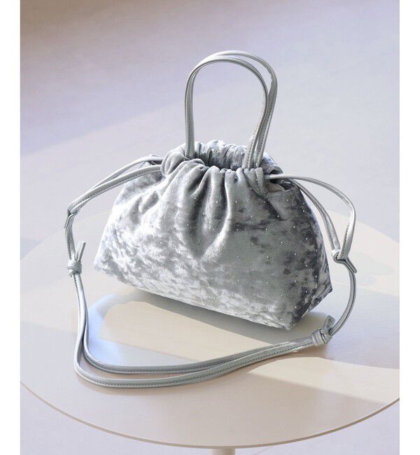 ROPE PICNIC PASSAGE「2WAYハンドル シャイニーベロアパースバッグ」|ハンドバッグ|シルバー(93)