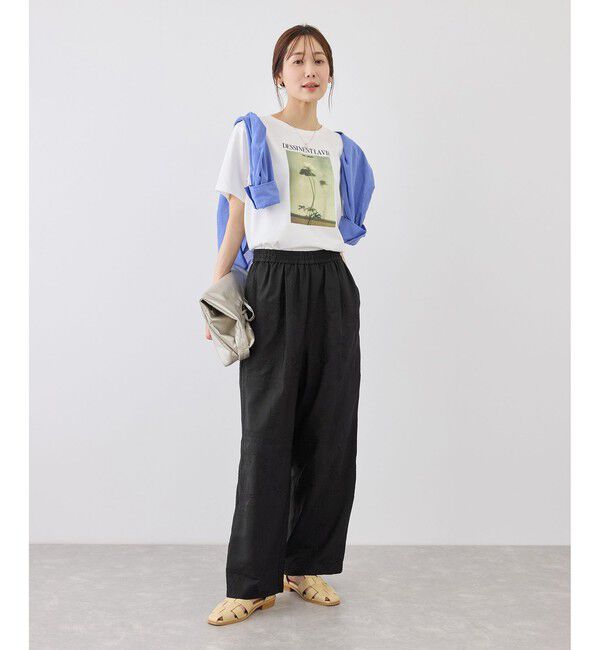 Rope&rsquo;Picnic「スクエア刺繍イージーワイドパンツ」|チノ|