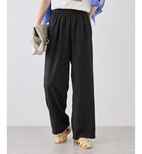 Rope&rsquo;Picnic「スクエア刺繍イージーワイドパンツ」|チノ|