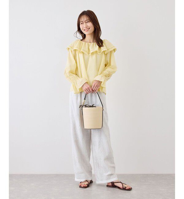 Rope&rsquo;Picnic「スクエア刺繍イージーワイドパンツ」|チノ|