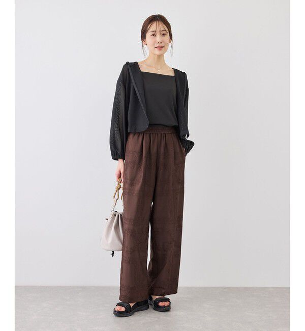 Rope&rsquo;Picnic「スクエア刺繍イージーワイドパンツ」|チノ|