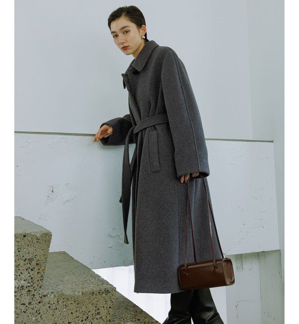 ADAM ET ROPE'「【WEB限定】ベルテッドオーバーサイズロングコート」|ステンカラーコート|グレー(07)