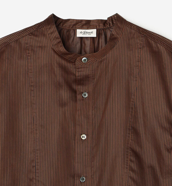 LE GLAZIK「LE GLAZIK | シアーボーダー ギャザーフレアシャツ WOMEN」|シャツ・ブラウス|