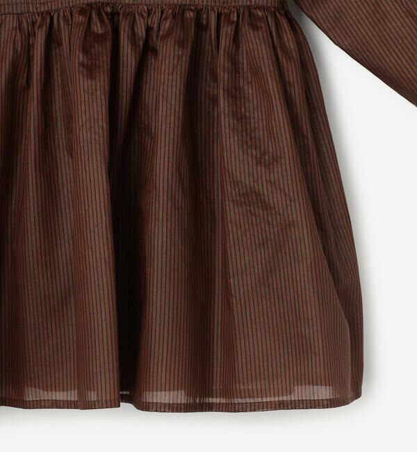 LE GLAZIK「LE GLAZIK | シアーボーダー ギャザーフレアシャツ WOMEN」|シャツ・ブラウス|