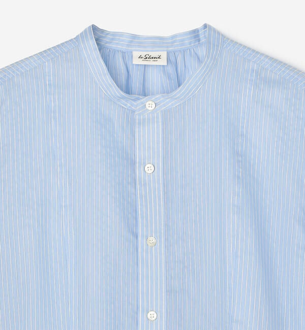 LE GLAZIK「LE GLAZIK | シアーストライプ ギャザーフレアシャツ WOMEN」|シャツ・ブラウス|