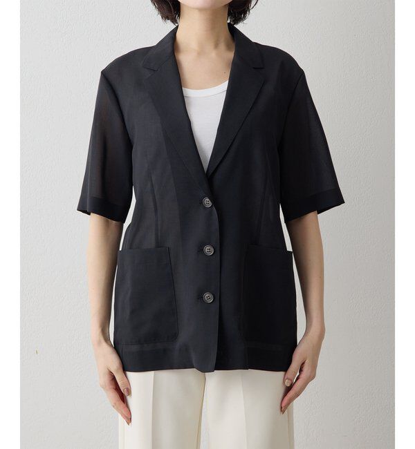 THE PAUSE「【THE PAUSE】シアーハーフスリーブジャケット」|テーラードジャケット|