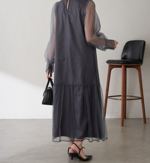  「【オケージョン】柄チュールワンピース」|ワンピース|