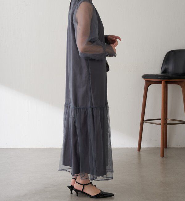  「【オケージョン】柄チュールワンピース」|ワンピース|