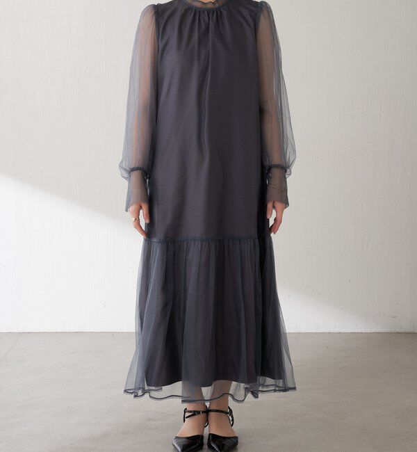  「【オケージョン】柄チュールワンピース」|ワンピース|