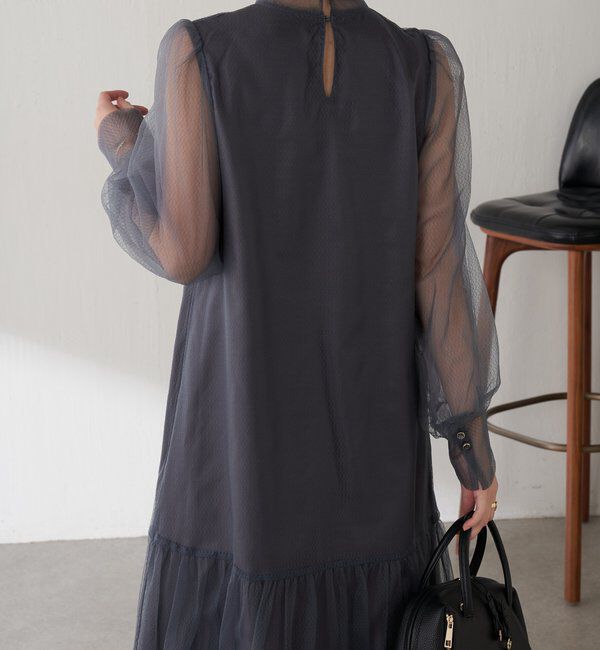  「【オケージョン】柄チュールワンピース」|ワンピース|