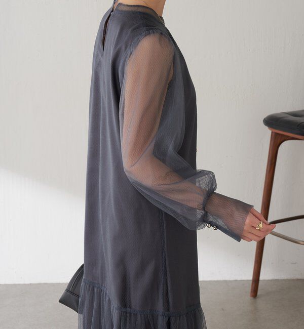  「【オケージョン】柄チュールワンピース」|ワンピース|