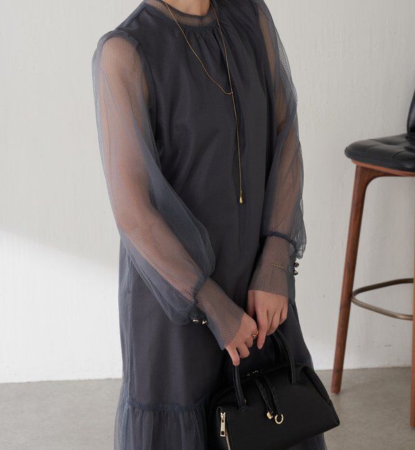  「【オケージョン】柄チュールワンピース」|ワンピース|