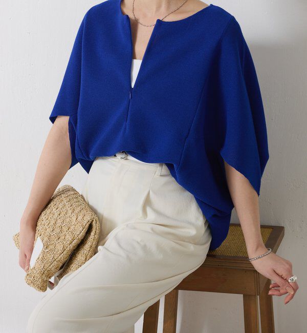  「ジップ変形ドルマンニット」|ニット・セーター|