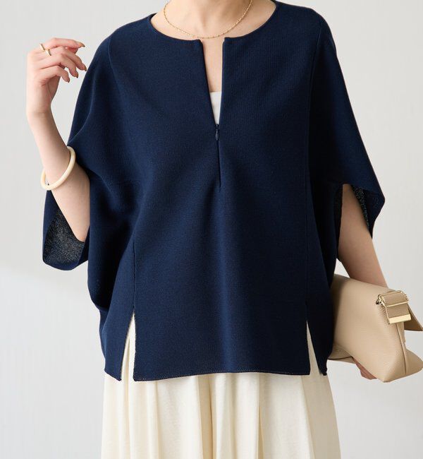  「ジップ変形ドルマンニット」|ニット・セーター|