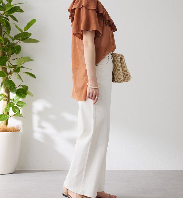  「ラッフルオフショルダーシアーニット」|ニット・セーター|