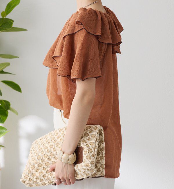  「ラッフルオフショルダーシアーニット」|ニット・セーター|